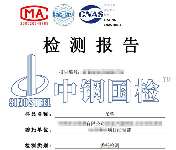 吊鉤檢測報告